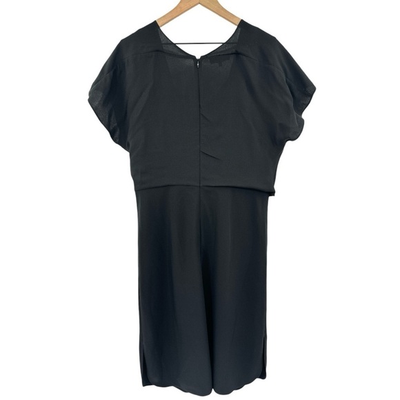 Lafayette 148 Office Cocktail Tie Front Silk Sheath Dress - Black - Size 10 - Picture 5 of 7